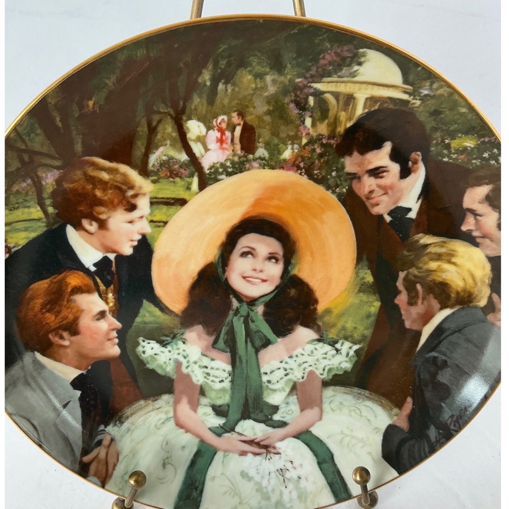 W.S. George Vintage Gone With the Wind‎ Plate Scarlett and Her Suitors 8.5" 1988